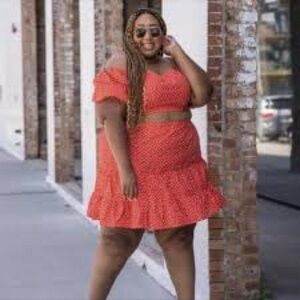 NWT ELOQUII Red Polka Dot Mini Skirt Tiered Ruffle Elastic Waist Size 26 Disney